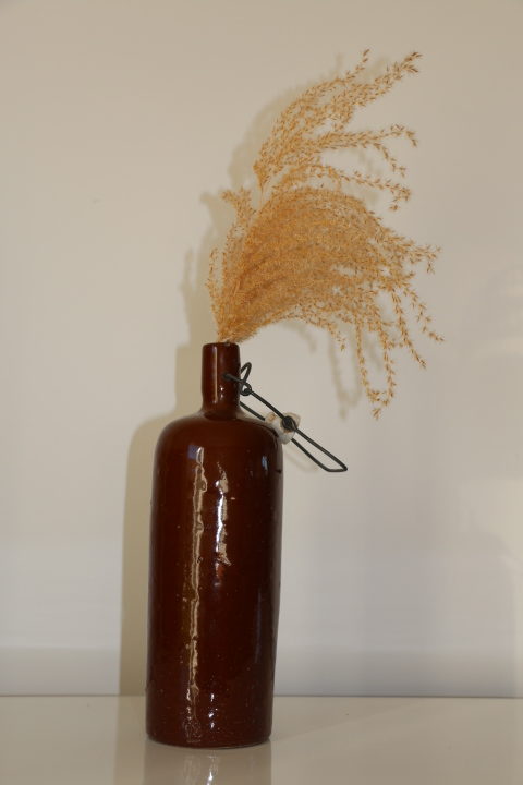 Bouteille/soliflore ancienne en grès émaillé