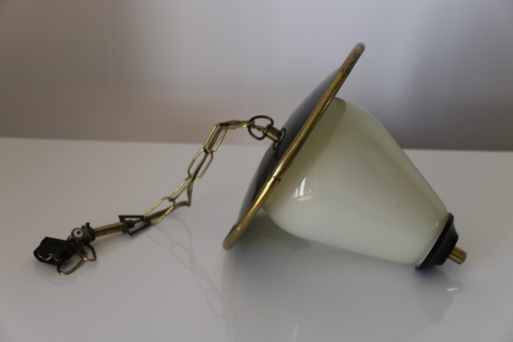 Suspension / lampion métal verre 1950 (RESERVE)