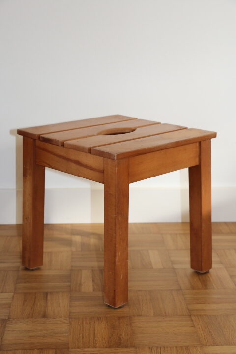 Tabouret hêtre à lattes 1960