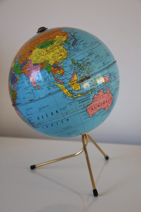 Globe terrestre acier TARIDE 1960