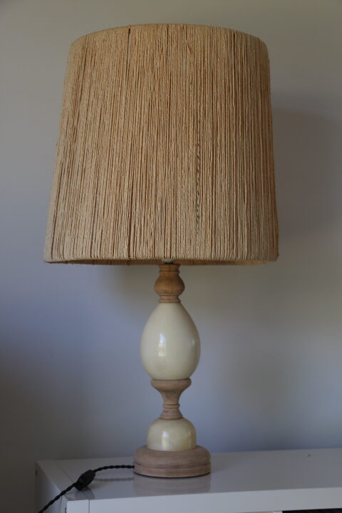 Pied de lampe XXL marbre et bois 830mm abat-jour corde - SONS OF VINTAGE