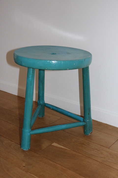 Tabouret tripode bois bleu 400mm