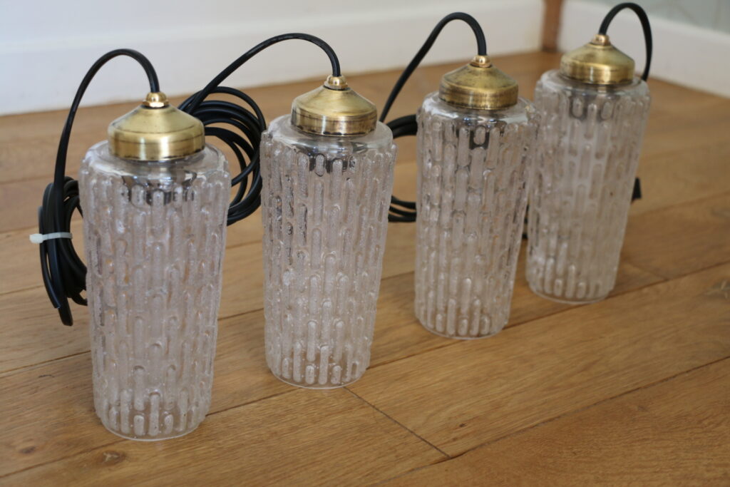 2 baladeuses / suspensions verre laiton 1960