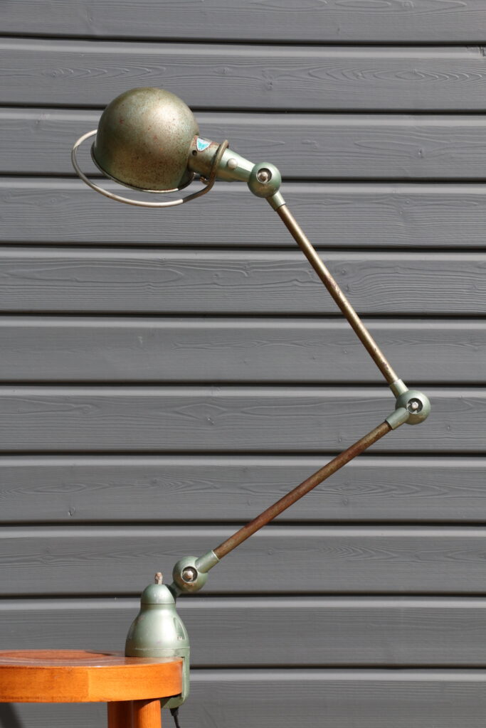 Lampe JIELDE 2 bras verte fixation étau