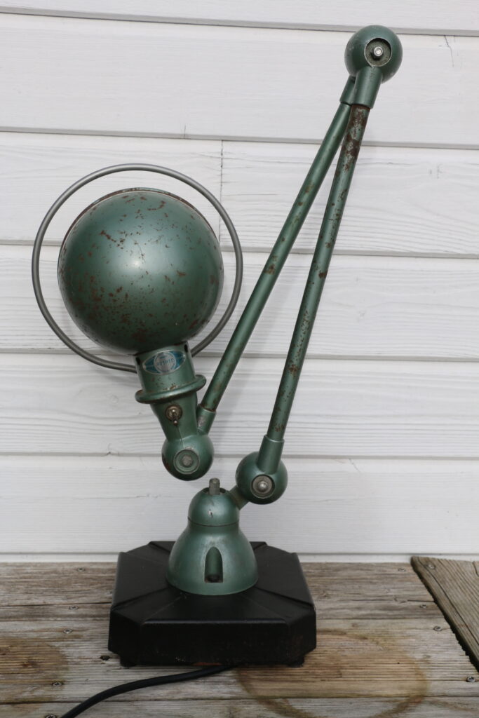 Lampe JIELDE 2 bras verte 1960 pied carré