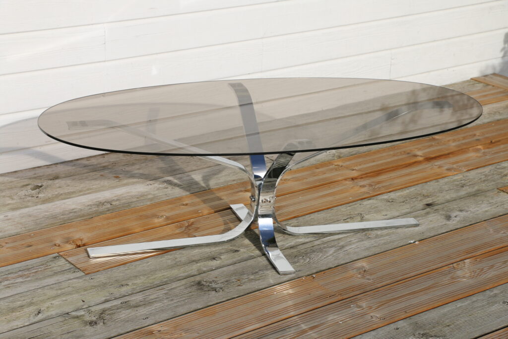 Table basse chrome et verre Dad