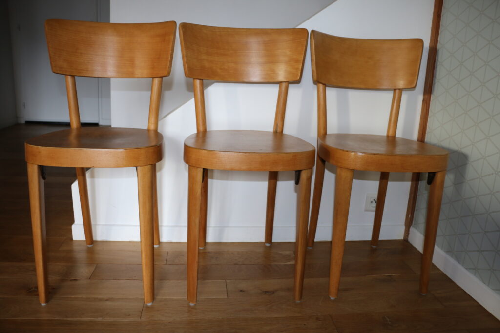 Série de 3 chaises bistrot 1950
