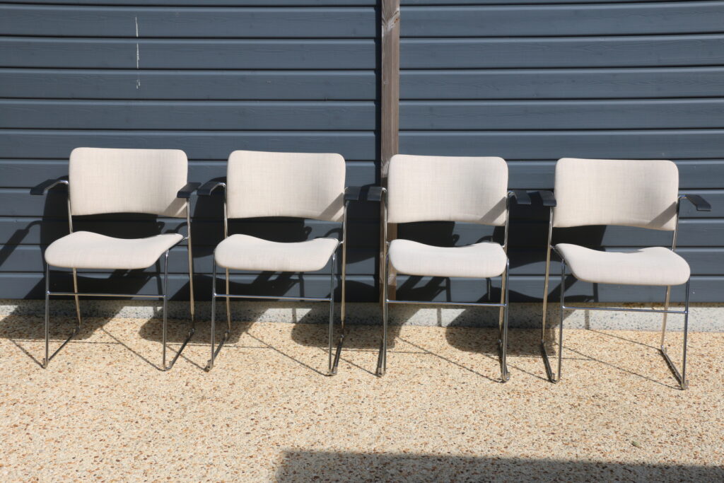 12 fauteuils DAVID ROWLAND blanc chiné