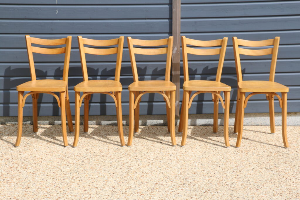 5 chaises Baumann N°19 hêtre clair