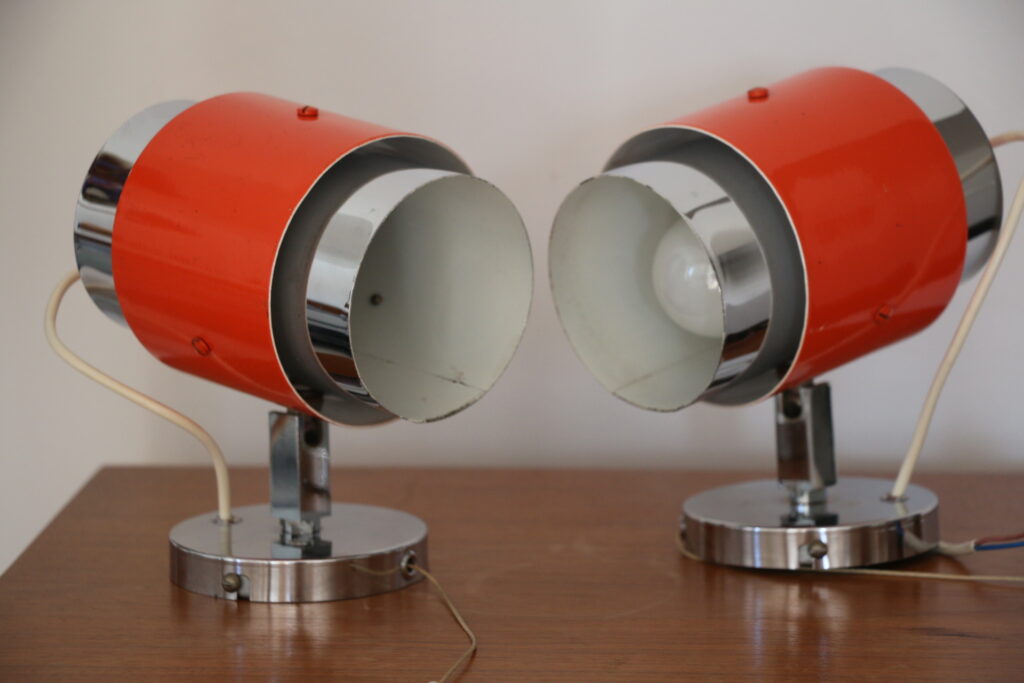 Paire d&rsquo;appliques orange 1970