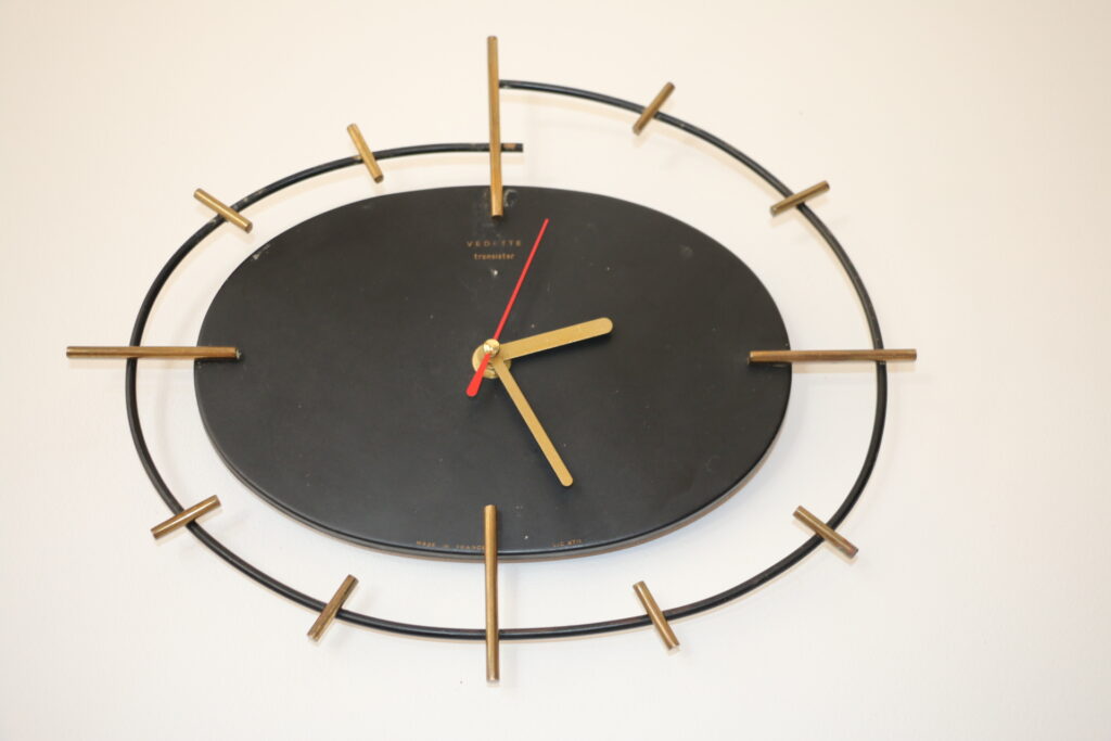 Horloge murale VEDETTE acier laiton noire