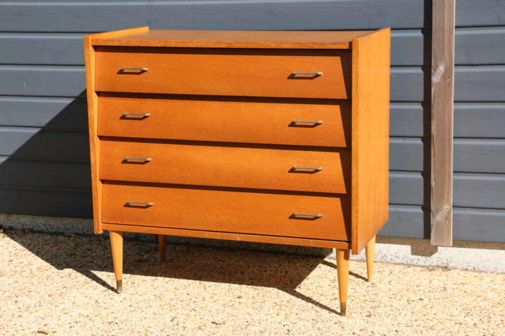 Commode chêne clair 4 tiroirs 1960